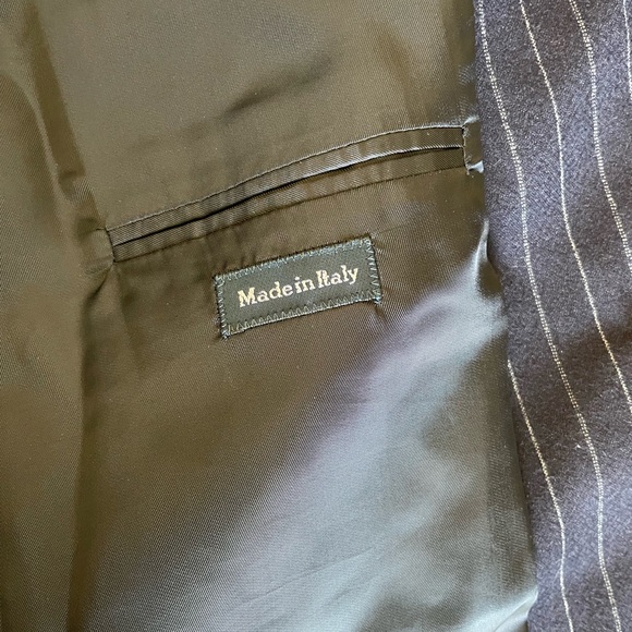 Polo Ralph Lauren Made in Italy Vintage Pin Stripe Wool Suit in Navy Size 46 R - Picture 10 of 16